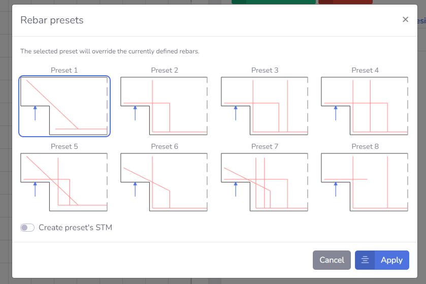 GSBT Rebars Presets Preview